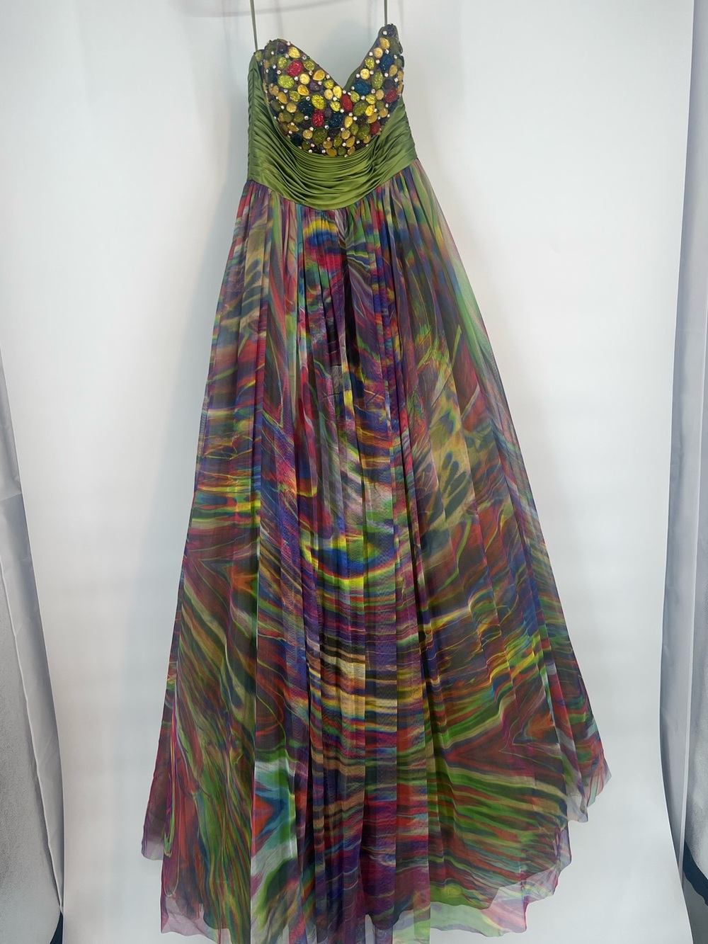 Jovani Strapless Bodice Multi Prom Birthday sparkle jewels rare rave dress - Picture 6 of 13